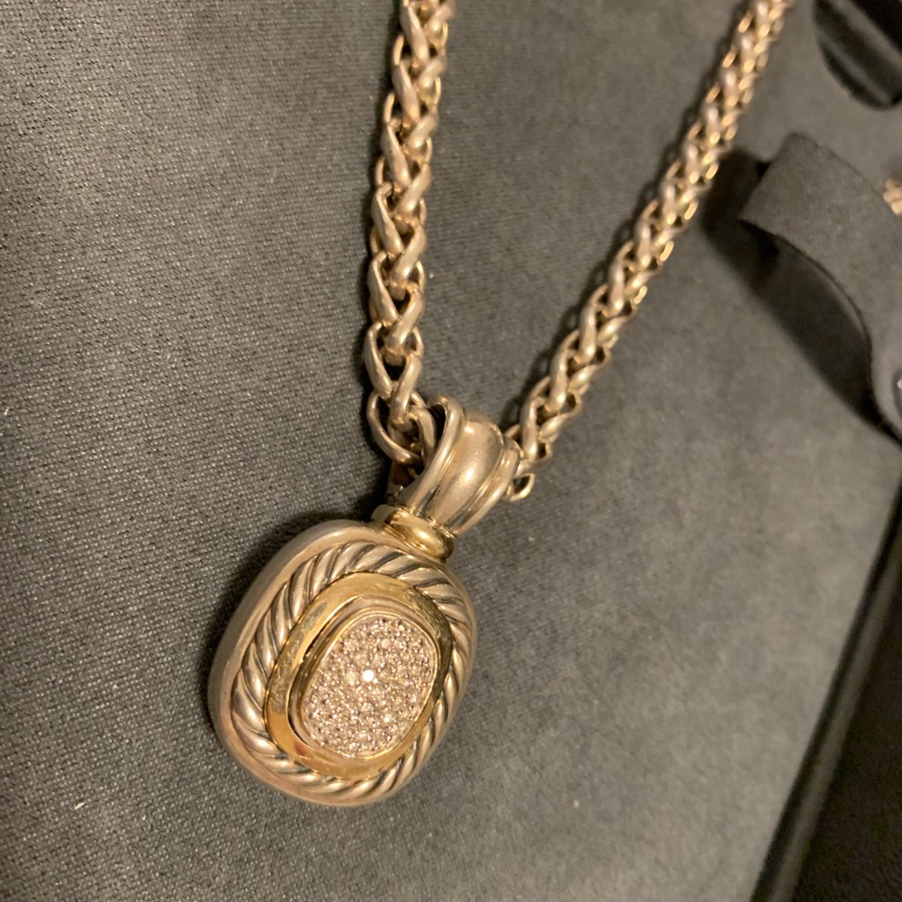 David Yurman Two-Tone Pave Diamond Pendant in Silver and Gold - Picture 8 of 15